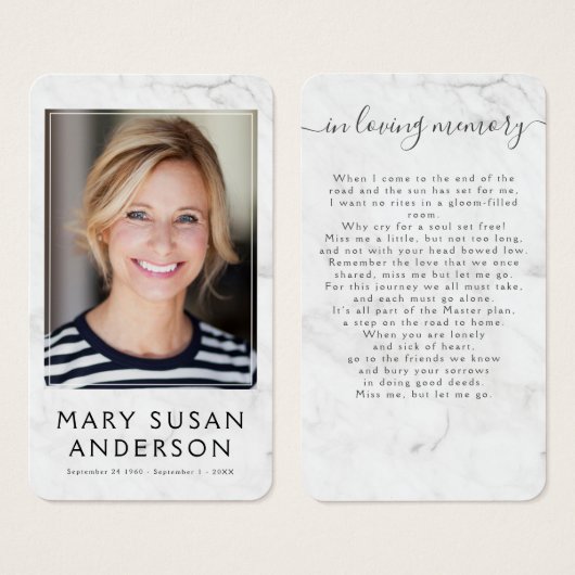 In het Van het Geheugen Eenvoudige Marmer Kaart va (Voorkant /achterkant)