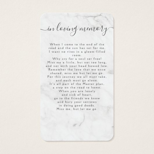 In het Van het Geheugen Eenvoudige Marmer Kaart va (Achterkant)