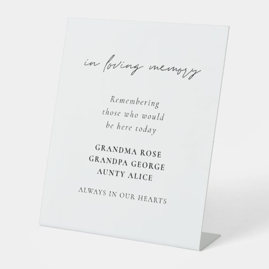 In het Van het Geheugen Elegant Manuscript Names W Reclamebord Met Voetstuk (Voorkant)