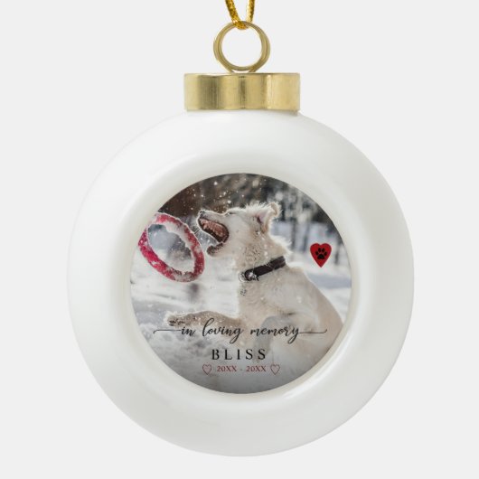 In het Van het Geheugen Geheugen Pet Monogram van  Keramische Bal Ornament (Voorkant)