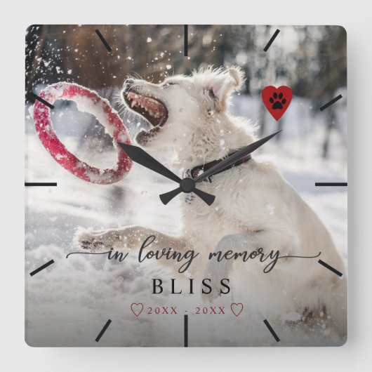 In het Van het Geheugen Geheugen Pet Monogram van  Vierkante Klok (Voorkant)