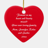 In het Van het Geheugen Gepersonaliseerde Versieri Keramisch Ornament (Achterkant)