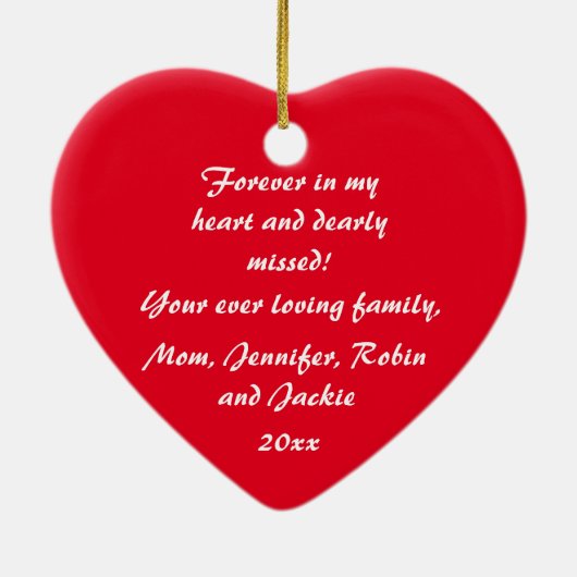 In het Van het Geheugen Gepersonaliseerde Versieri Keramisch Ornament (Achterkant)