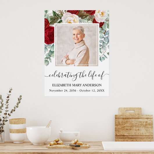 In het Van het Geheugen Rode Rozen Floral Poster v (Keuken)