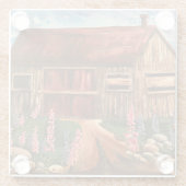 In het veld Rustieke huisje scène bloemen Glazen Onderzetter (Achterkant)