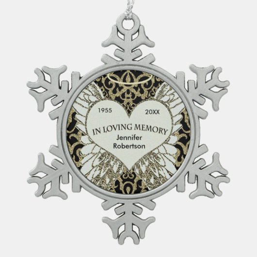 In het Verlenen van Geheugenversiering Tin Sneeuwvlok Ornament (Voorkant)