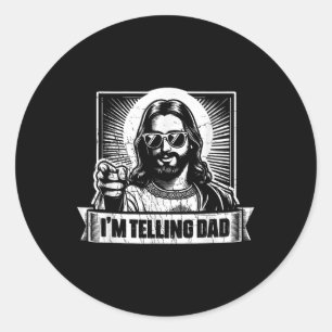  in het vertellen van pap Jesus Religious Christel Ronde Sticker