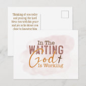 In het wachten werkt God Christelijk Quote Briefkaart (Voorkant / Achterkant)