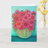  in het Wenskaart van Roze Cosmos door Lisa Lorenz Kaart (Gele Bloem)