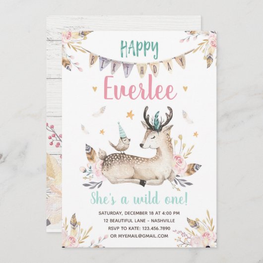 In het wild en één dier wordt de uitnodiging van d (Voorkant / Achterkant)