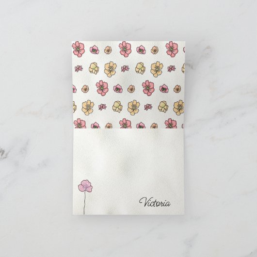 In het wild getekende bloem bedankkaart (Binnen)