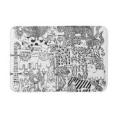 In het wild levende dieren handgetekende zwart-wit badmat (Voorkant)