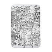 In het wild levende dieren handgetekende zwart-wit badmat (Voorkant Verticaal)