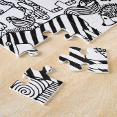 In het wild levende dieren Handgetekende zwart-wit Legpuzzel (Zijkant)