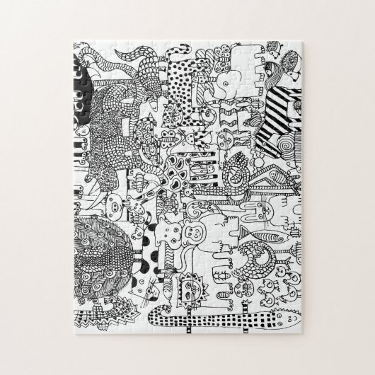 In het wild levende dieren Handgetekende zwart-wit Legpuzzel (Verticaal)