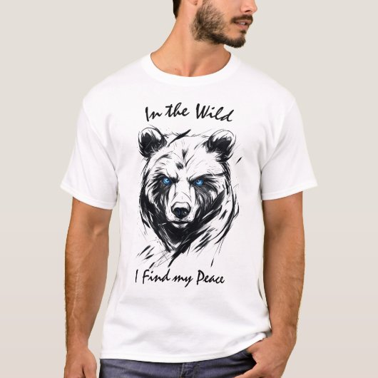 In het wild vind ik mijn vrede - Fierce Bear Line T-shirt (Voorkant)