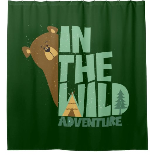 In het wilde avontuur Beer Douchegordijn (Voorkant)