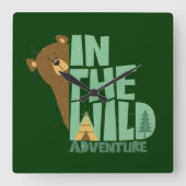 In het wilde avontuur Beer Vierkante Klok (Voorkant)