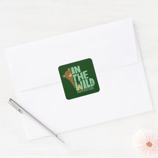 In het wilde avontuur Beer Vierkante Sticker (Envelop)