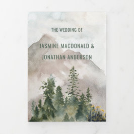 In het Wilde Rustic Mountain Landscape Red Fox Drieluik Uitnodiging