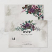 In het Wilde Rustieke Bourgondië Grijs Bloemige Tr RSVP Kaartje (Voorkant / Achterkant)
