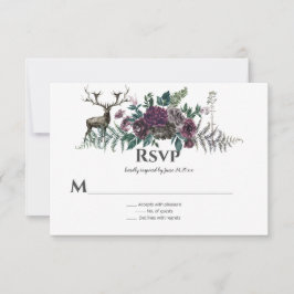 In het Wilde Rustieke Bourgondië Grijs Bloemmotief RSVP Kaartje