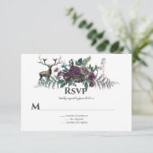 In het wilde rustieke Bourgondië grijs bloemmotief RSVP Kaartje (Staand voorkant)