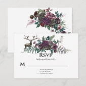 In het wilde rustieke Bourgondië grijs bloemmotief RSVP Kaartje (Voorkant / Achterkant)