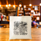 In het zwart en wit getekende kunst van wilde dier tote bag