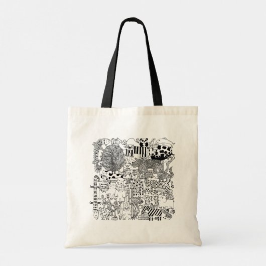 In het zwart-wit getekende kunst van wilde dieren  tote bag (Achterkant)