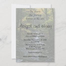 In His Care Forest Photo Wedding Invitation Kaart