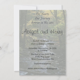 In His Care Forest Photo Wedding Invitation Kaart