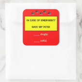 In Hoesje van Emergency Alert Rescue Huisdieren St Vierkante Sticker (Tas)