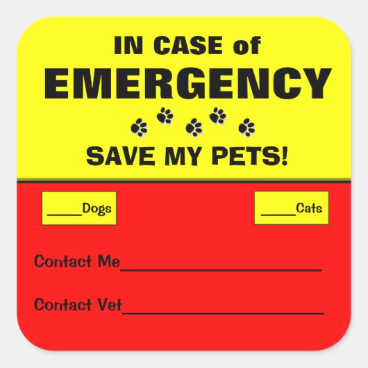 In Hoesje van Emergency Alert Rescue Pet Stickers (Voorkant)