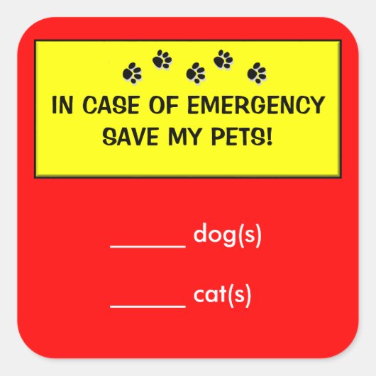 In Hoesje van Emergency Alert Rescue Pet Stickers (Voorkant)