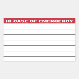 In Hoesje van Emergency Information Sticker