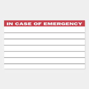 In Hoesje van Emergency Information Sticker