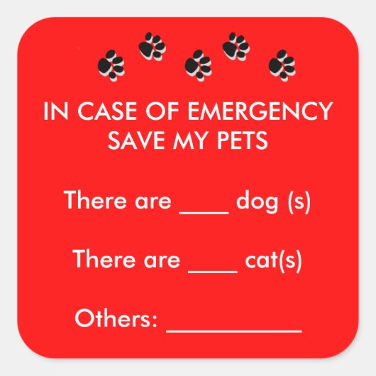 In Hoesje van Emergency Save My Pets Sticker (Voorkant)