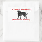 In hoesje van nood red onze hond rechthoekige sticker (Tas)