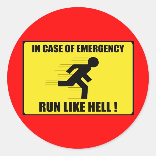 In Hoesje van nood... Rennen als de hel Ronde Sticker (Voorkant)