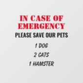  in hoesje van noodhuisdier raamsticker (Vel)