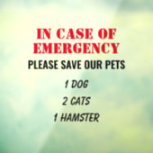  in hoesje van noodhuisdier raamsticker (Vel 3)