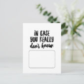 In Hoesje weet je echt niet... Briefkaart (Staand voorkant)