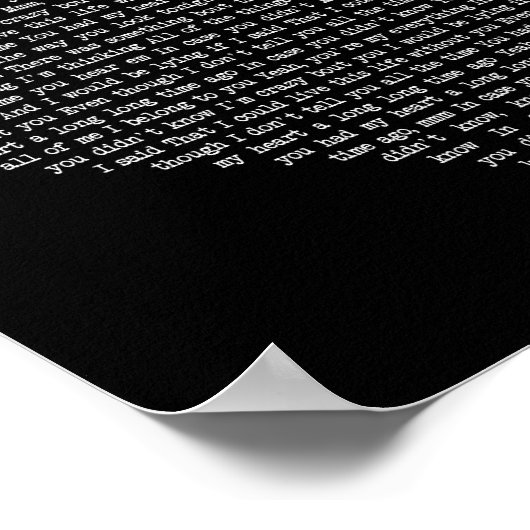 In Hoesje wist je niet dat Black Heart Song Lyric Poster (Hoek)