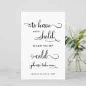 "In hoesje word je koud" Moderne zwarte bruiloft (Staand voorkant)