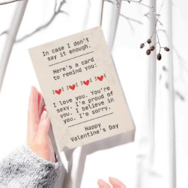 "In Hoesje zeg ik het niet genoeg" Valentijnsdag Kaart