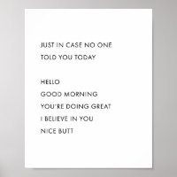 In Hoesje zei niemand je vandaag. hallo Good Mor