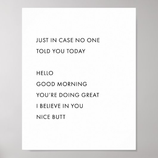 In Hoesje zei niemand je vandaag. hallo Good Mor Poster (Voorkant)