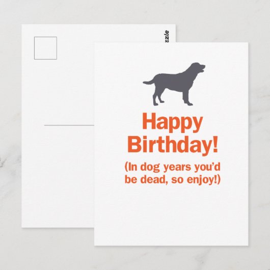 In hondenjaren zou je dood zijn, dus geniet van je briefkaart (Voorkant / Achterkant)