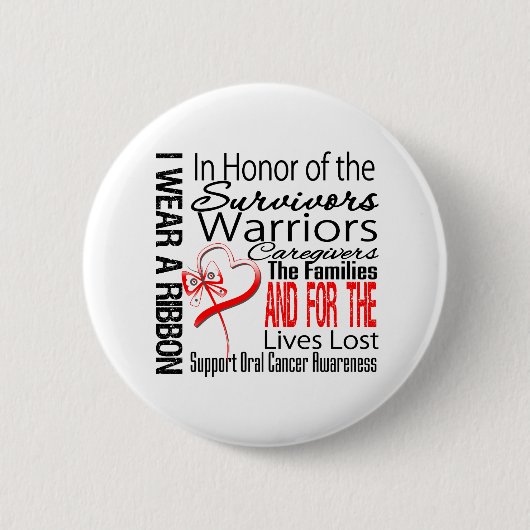 In Honor Collage Tribute Orale Kanker Ronde Button 5,7 Cm (Voorkant)